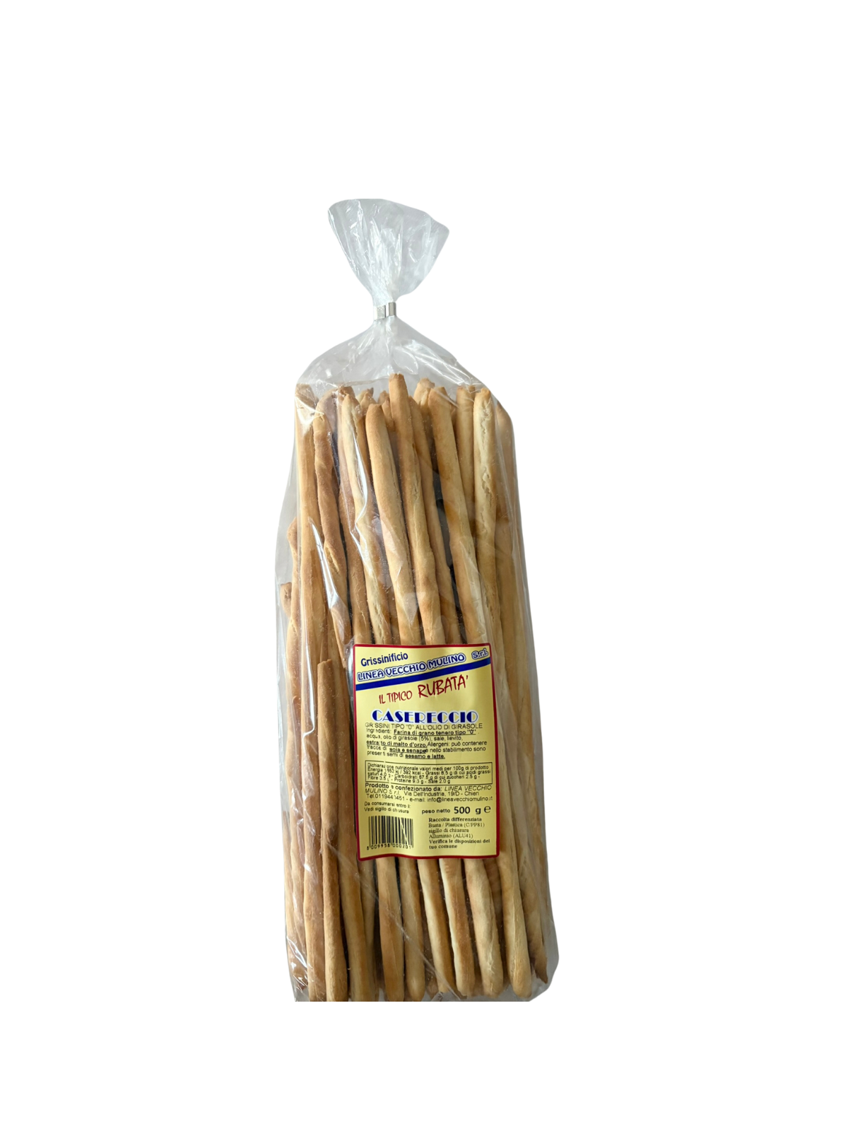 Confezione da 500 grammi di grissini Campagnolo, taglio medio