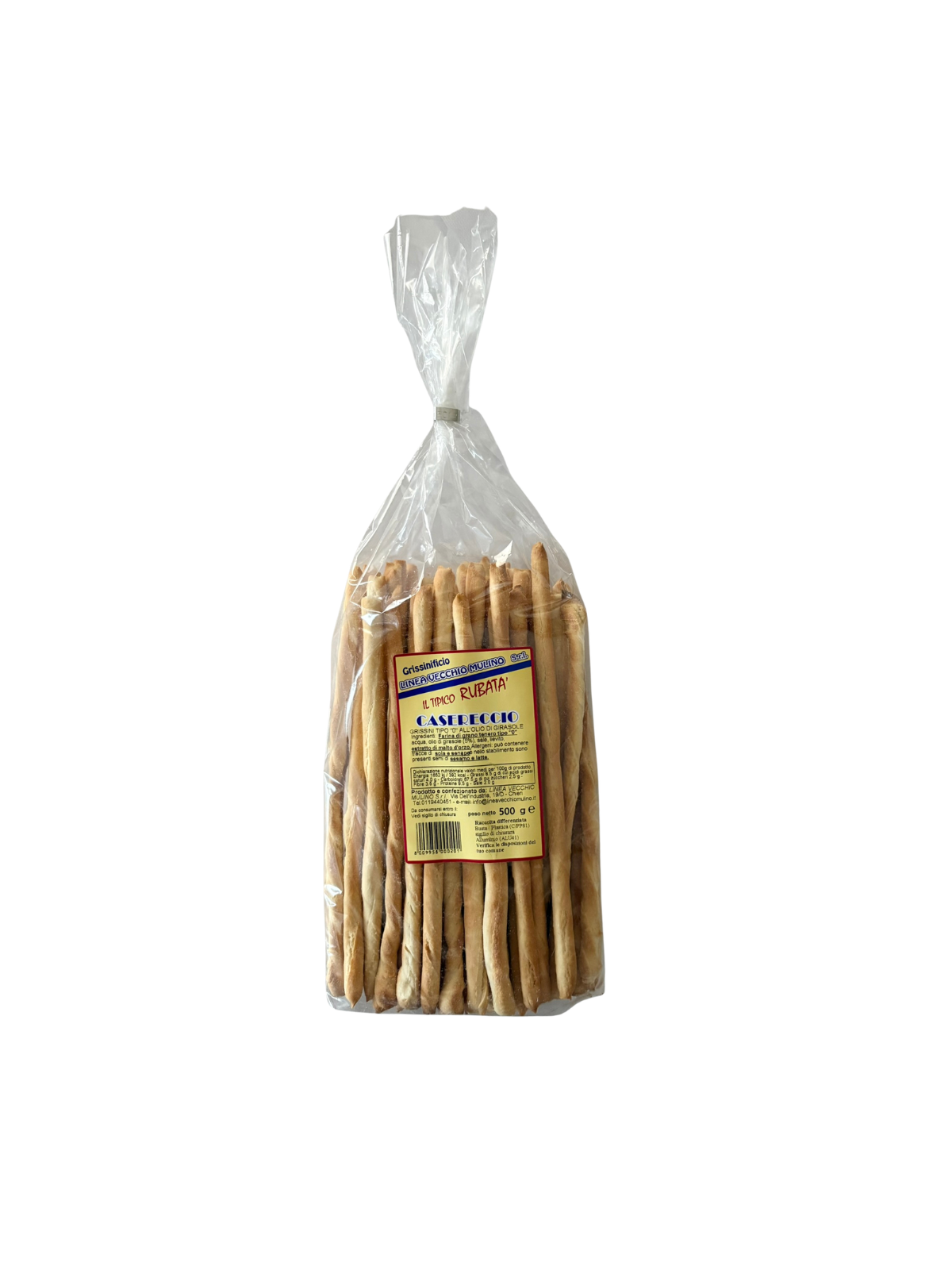 Confezione da 500 grammi di grissini Campagnolo, taglio corto